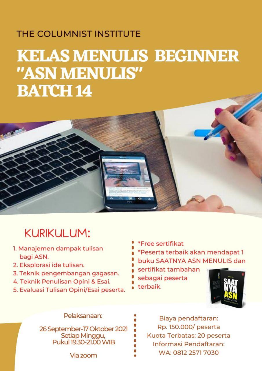 Pembukaan Pendaftaran Kelas Menulis #Batch14 Pembukaan Pendaftaran Kelas Menulis #Batch14