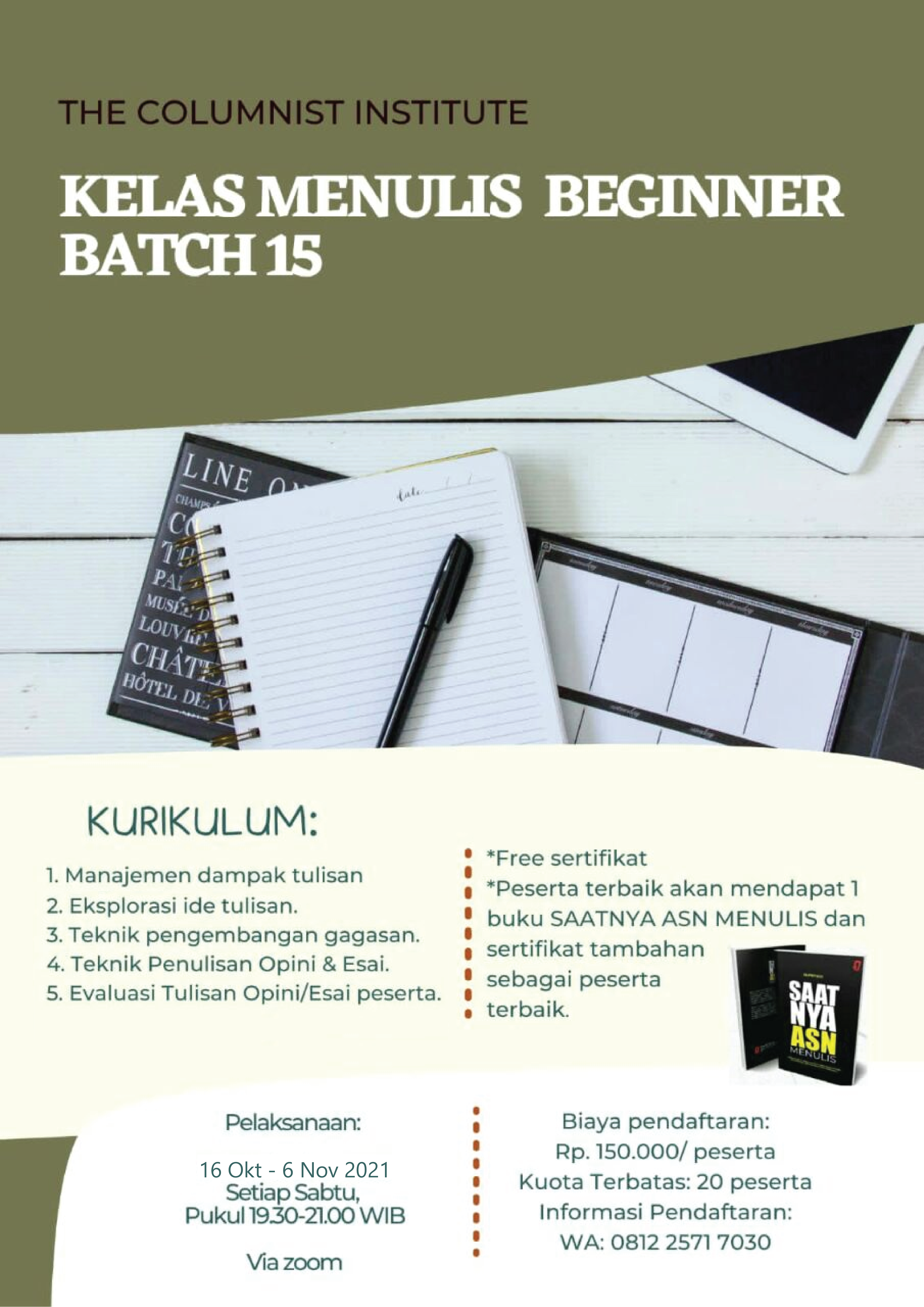 Pendaftaran Kelas Menulis Beginner #Batch 15 Telah Dibuka!